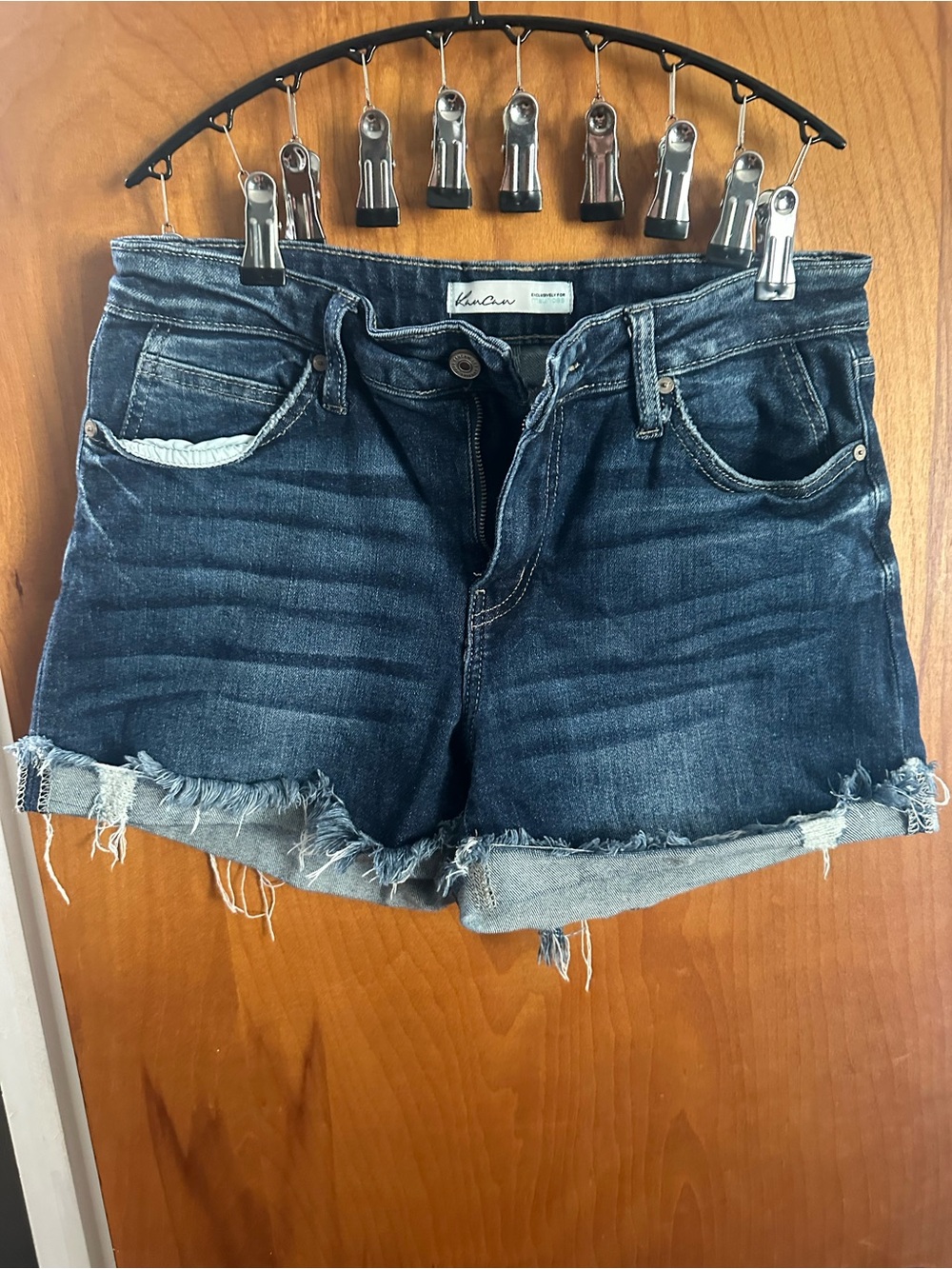 KanCan Dark Blue Distressed Denim Shorts